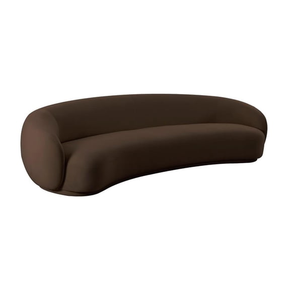 Pemberly Row Contemporary Chocolate Brown Velvet 120 Inch Sofa