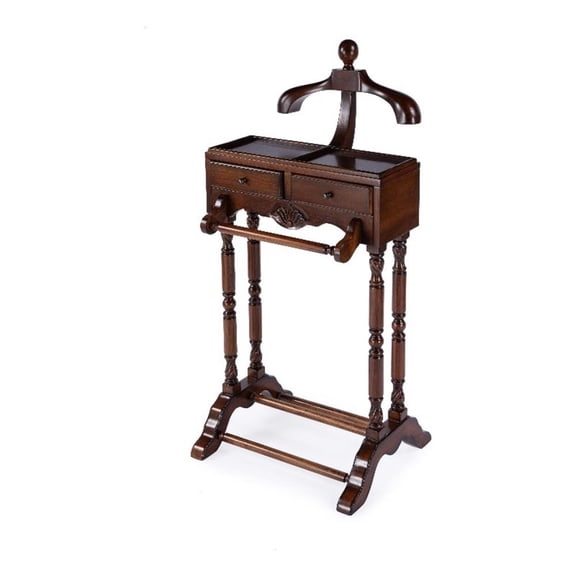 Pemberley Row Rubberwood Medium Brown Valet Stand Rectangular 22"W x 17.5"D x 46.25"H Unassembled