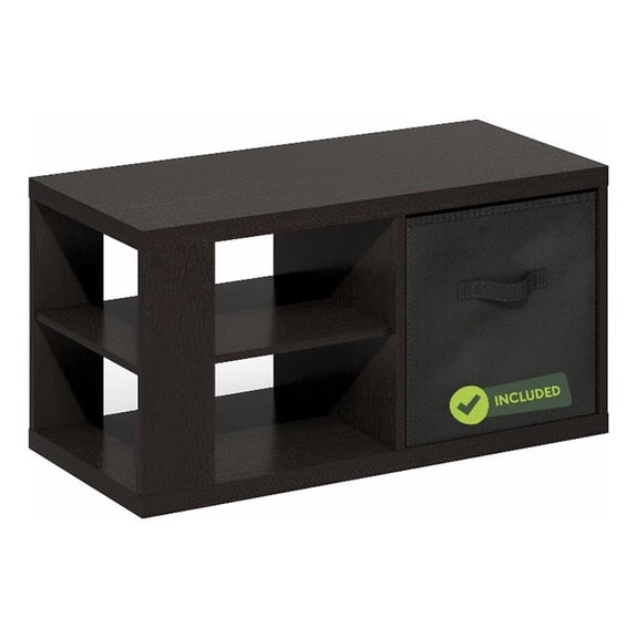 Pemberly Row Contemporary Coffee Table with Storage Bin in Dark Oak