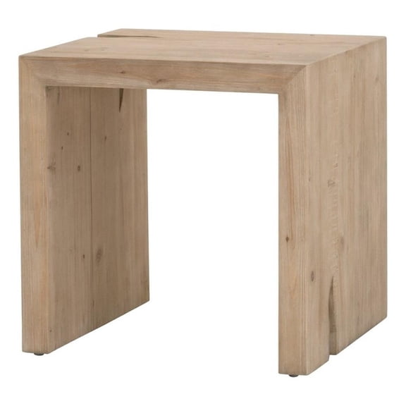 Pemberly Row Contemporary Compact Reclaimed Pine End Table in Smoke Gray
