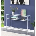 thumbnail image 1 of Pemberly Row Contemporary Console Table in Clear Glass and Chrome Metal Frame, 1 of 5