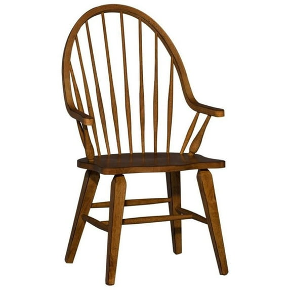 Pemberly Row Contemporary Contemporary Ridge Dark Brown Windsor Back Arm Chair