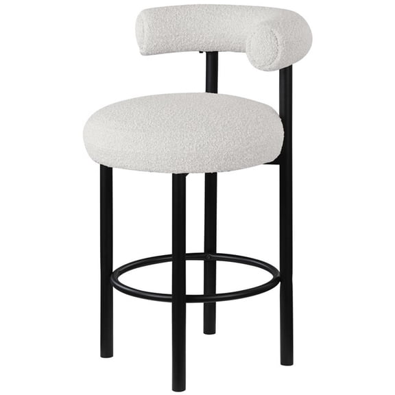 Pemberly Row Contemporary Cream Boucle Fabric Stool - 23"W x 22"D x 35.5"H