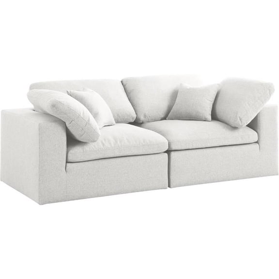 Pemberly Row Contemporary Cream Durable Linen Fabric Deluxe Modular Sofa
