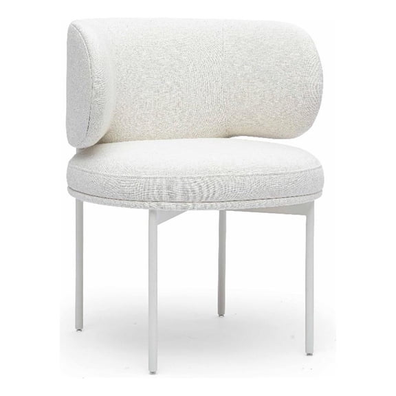 Pemberly Row Contemporary Cream Performance Upcycled Linen Dining Chair