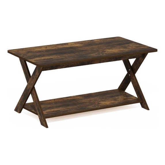 Pemberly Row Contemporary Criss-Crossed Coffee Table in Amber Pine