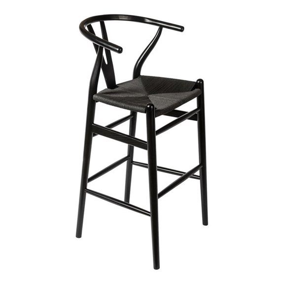 Pemberly Row Contemporary Danish Design Bar Height Stool in Black