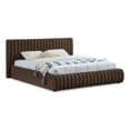 thumbnail image 1 of Pemberly Row Contemporary Deep Channel Tufted Rich Brown Velvet Queen Bed, 1 of 10