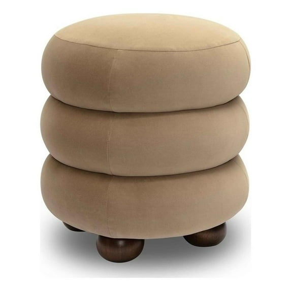 Pemberly Row Contemporary Dense Foam Cushion Taupe Velvet Ottoman