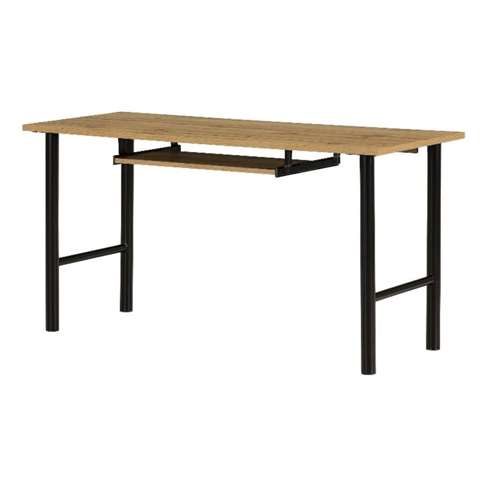 Pemberly Row Contemporary Desk with Keyboard Tray Nordik Oak