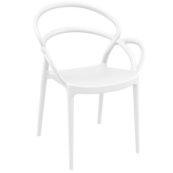 Pemberly Row Contemporary Dining Arm Chair in White