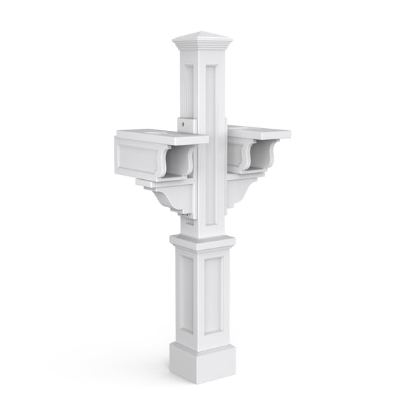 Pemberly Row Contemporary Double Traditional Plastic Mail Post in White