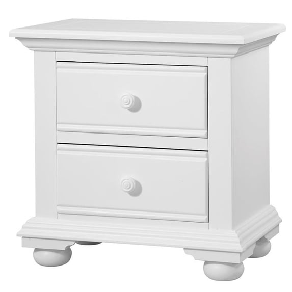 Pemberly Row Contemporary Eggshell White 2-Drawer Wood Nightstand