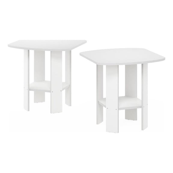 Pemberly Row Contemporary End Table in White Finish (Set of 2)
