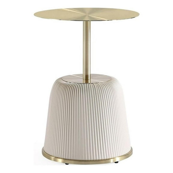 Pemberly Row Contemporary End Table with Steel Frame 1.0 in Cream