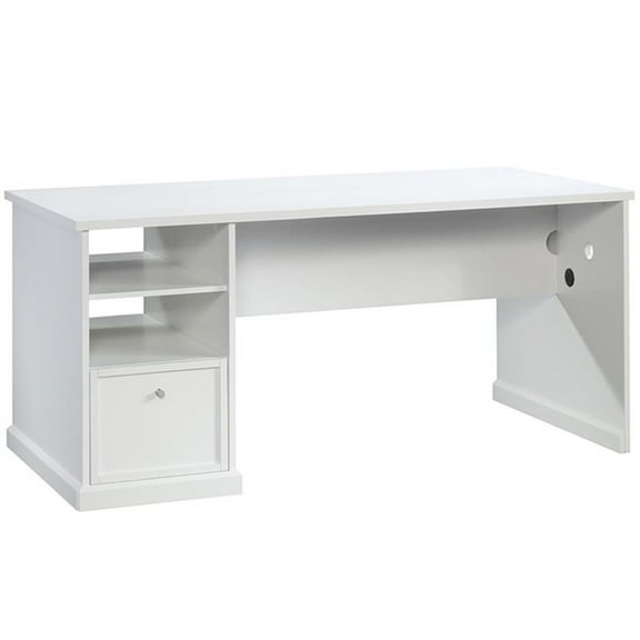 Pemberly Row Contemporary Engineered Wood 65" Crafts Table in White