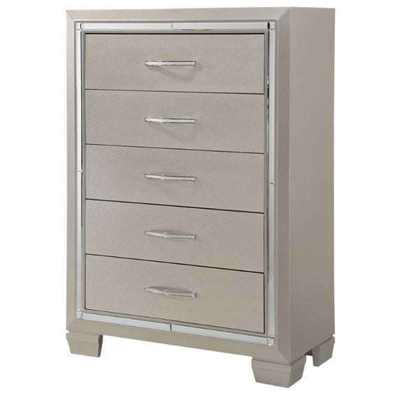 Pemberly Row Contemporary Engineered Wood Chest in Champagne