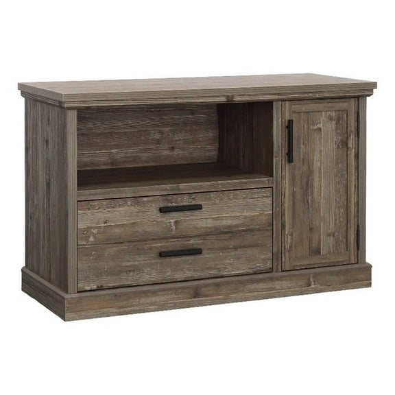 Pemberly Row Contemporary Engineered Wood Credenza in Pebble Pine/Brown