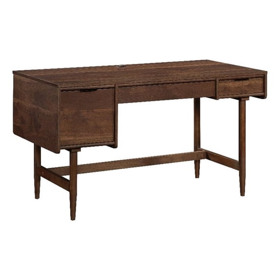 Pemberly Row Contemporary Engineered Wood Desk in Grand Walnut Finish