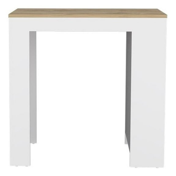 Pemberly Row Contemporary Engineered Wood Kitchen Island in White and Light Oak