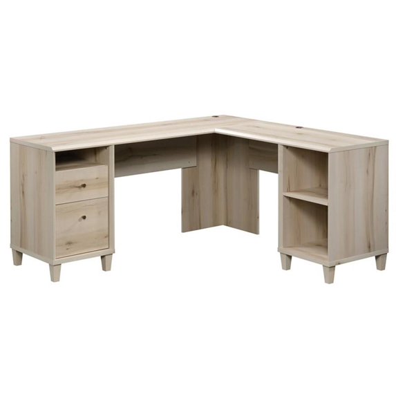 Pemberly Row Contemporary Engineered Wood L-Shaped Desk in Pacific Maple