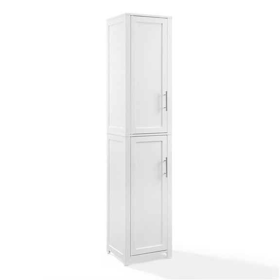 Pemberly Row Contemporary Engineered Wood Linen Storage Cabinet in White