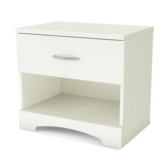 Pemberly Row Contemporary Engineered Wood Nightstand in Pure White