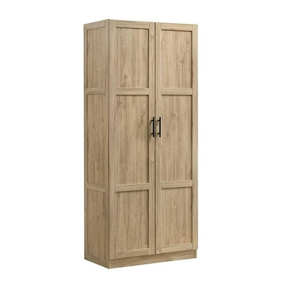 Pemberly Row Contemporary Engineered Wood Storage Cabinet in Light Wood