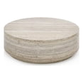 thumbnail image 1 of Pemberly Row Contemporary Engineered Wood Travertine Round Coffee Table, 1 of 4