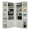 thumbnail image 1 of Pemberly Row Contemporary Engineered Wood White 5 Piece Corner Library Wall, 1 of 3