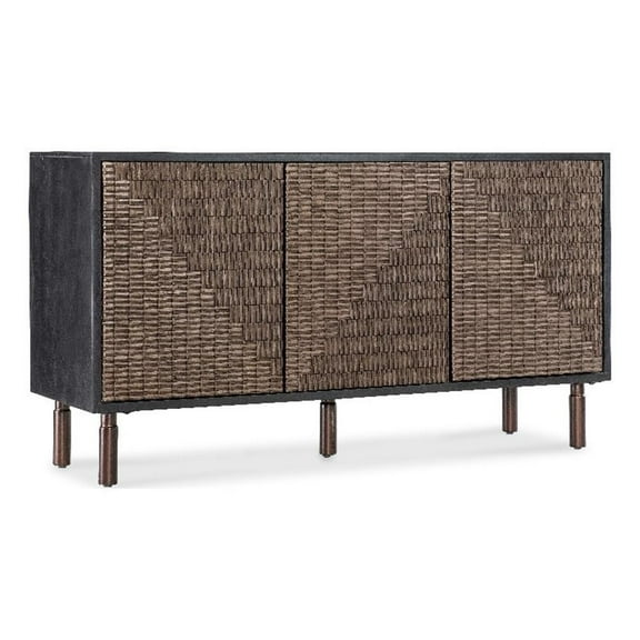 Pemberly Row Contemporary Entertainment Credenza in Black Wood