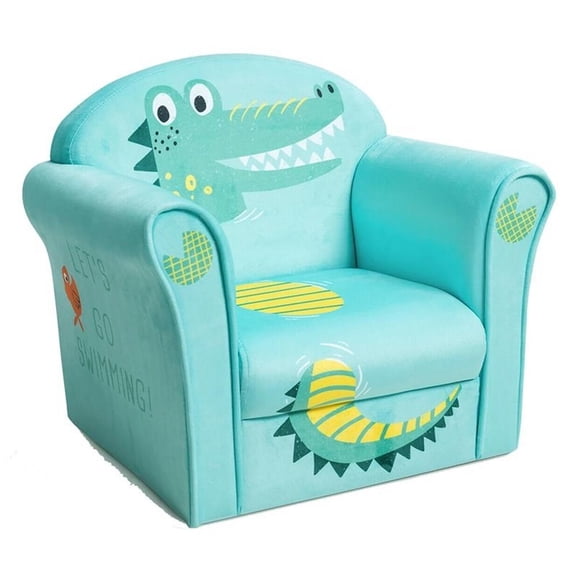 Pemberly Row Contemporary Eucalyptus and Velvet Crocodile Kids Sofa in Green