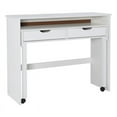 thumbnail image 1 of Pemberly Row Contemporary Extendable Wood Console Desk in White, 1 of 19