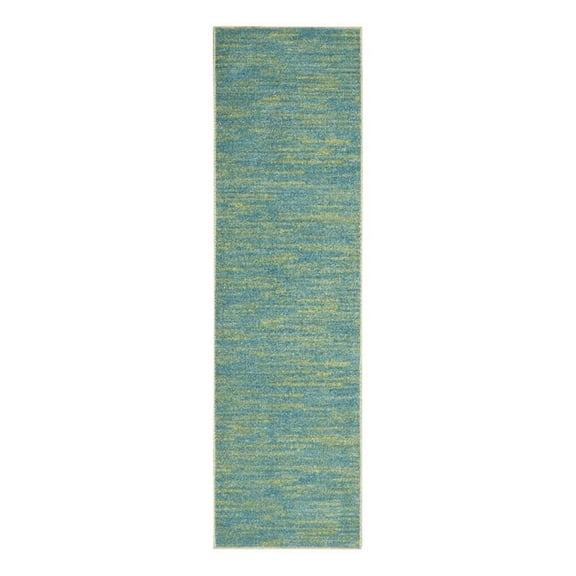 Pemberly Row Contemporary Fabric 18' Runner Blue Green Area Rug