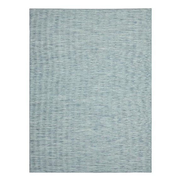 Pemberly Row Contemporary Fabric 9' x 12' Aqua Indoor/Outdoor Rug