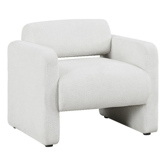 Pemberly Row Contemporary Fabric Armchair with Rounded Corners in White
