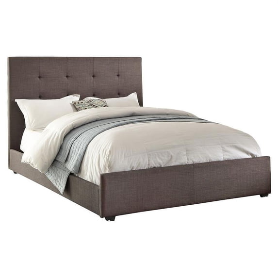 Pemberly Row Contemporary Fabric Full Upholstery Bed in Dark Gray