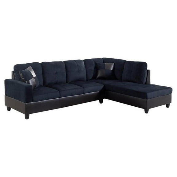 Pemberly Row Contemporary Fabric Right Facing Sectional in Mightnight Blue