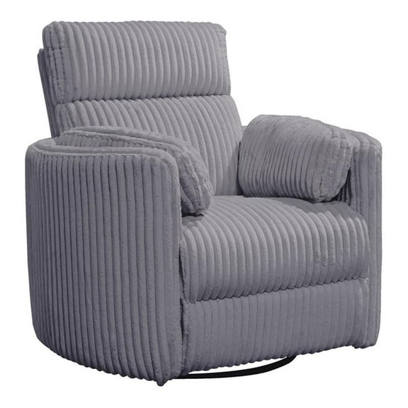 Pemberly Row Contemporary Fabric Swivel Glider Recliner in Gray
