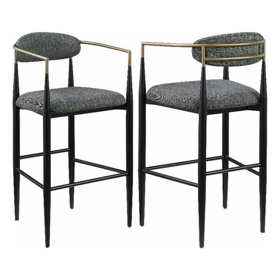Pemberly Row Contemporary Fabric Upholstered Bar Chairs in Dark Gray