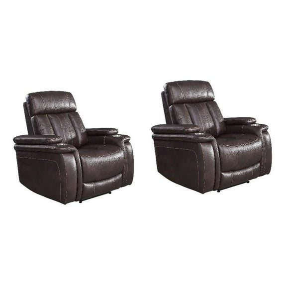Pemberly Row Contemporary Fantom Brown Power Recliner Two Pack