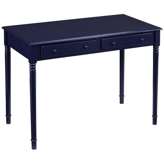 Pemberly Row Contemporary Farmhouse 2 Drawer Writing Desk in Navy