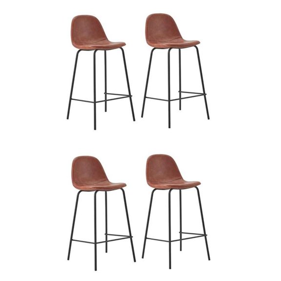 Pemberly Row Contemporary Faux Leather Counter Stools in Tan (Set of 4)