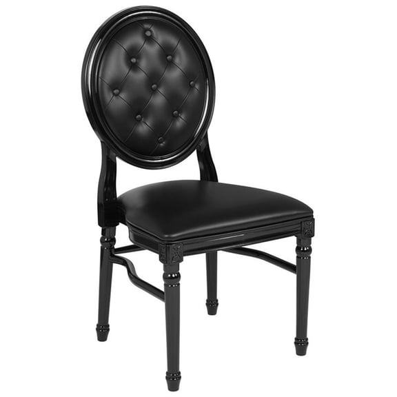 Pemberly Row Contemporary Faux Leather Dining Side Chair in Black
