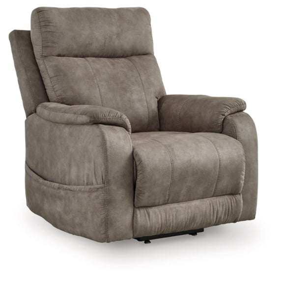 Pemberly Row Contemporary Faux Leather Gray Power Lift Recliner