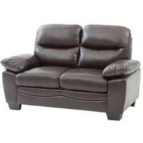 Pemberly Row Contemporary Faux Leather Loveseat in Dark Brown