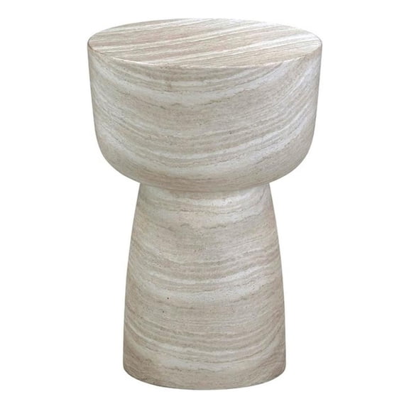 Pemberly Row Contemporary Faux Travertine Indoor/Outdoor Side Table