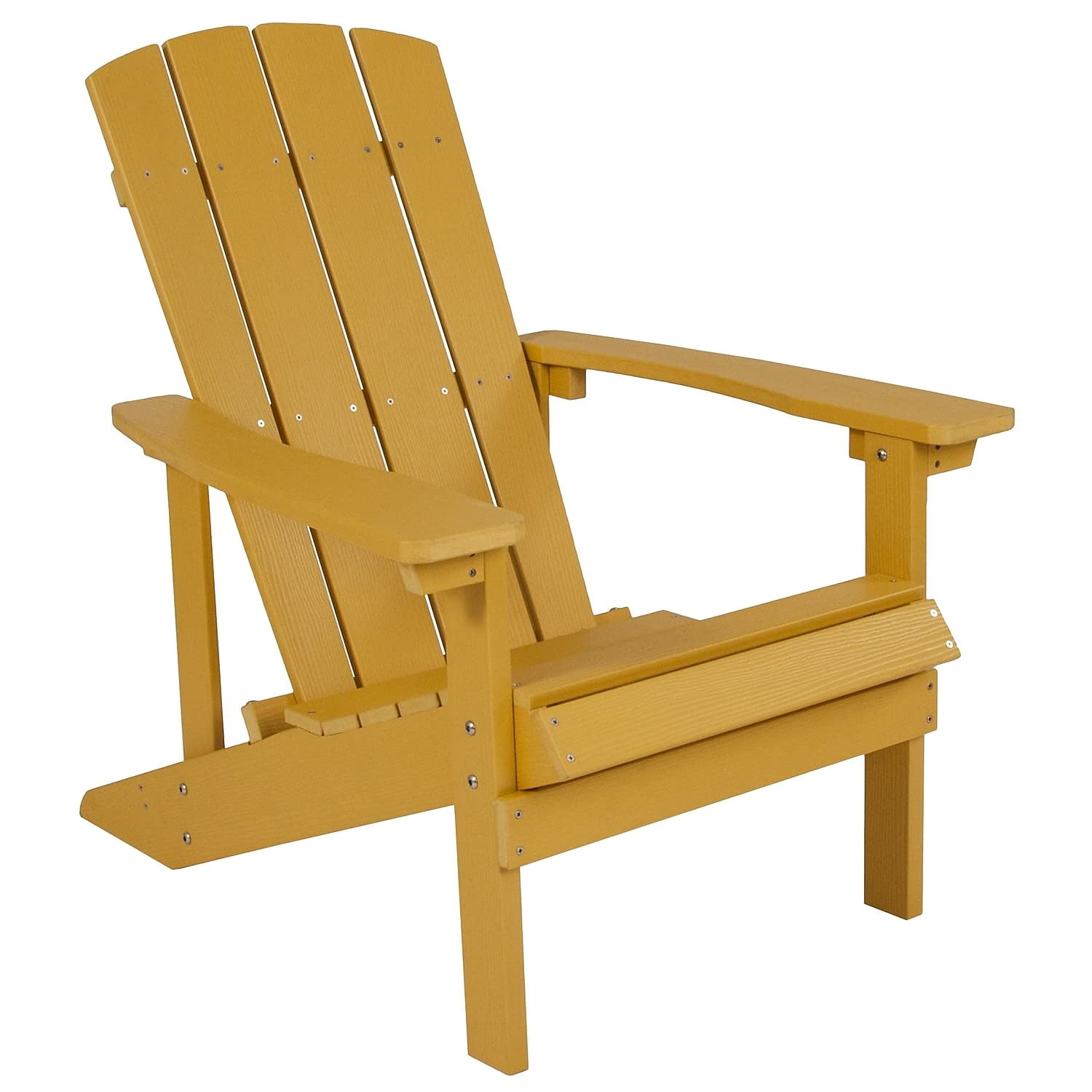 Pemberly Row Contemporary Faux Wood Adirondack Chair In Yellow