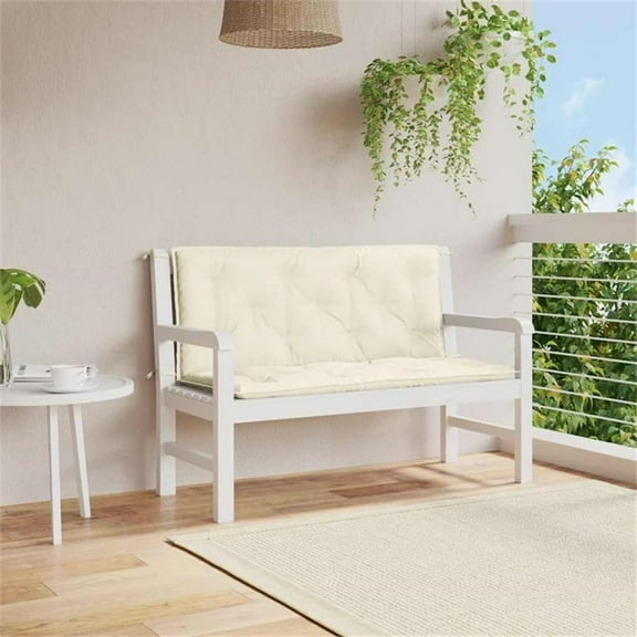 Pemberly Row Contemporary Garden Bench Cushion in Cream White (Set of 2)