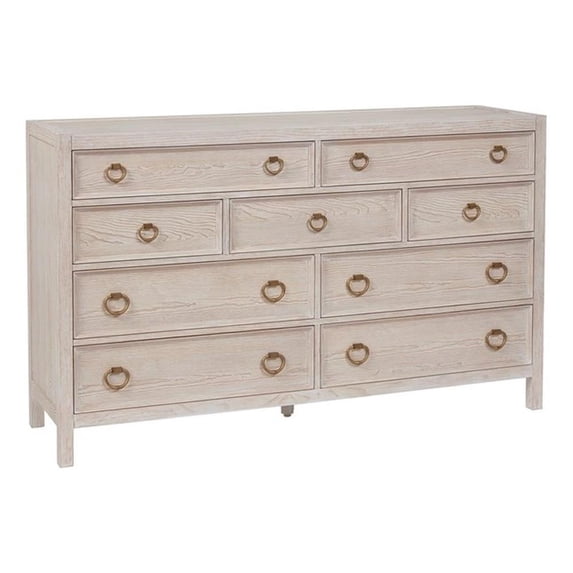 Pemberly Row Contemporary Getaway Dresser in White Weathered Oak